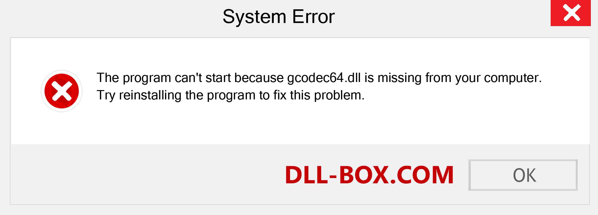  gcodec64.dll file is missing?. Download for Windows 7, 8, 10 - Fix  gcodec64 dll Missing Error on Windows, photos, images